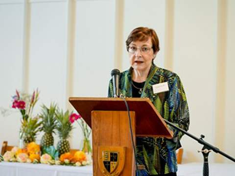 Keynote speaker, Susan Rix AM, on International Women's Day at St John's College